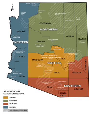 Figure 1: Map of Southern Arizona counties and tribes (AzCHER, 2020).